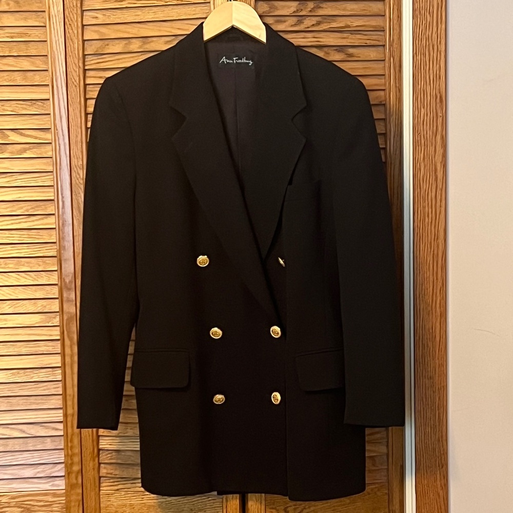 Double Breasted Ann Freedberg Tropical Weight Wool Blazer Size 10